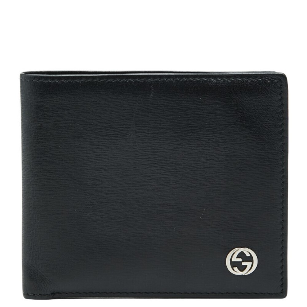 Gucci Interlocking G Bi fold Wallet Black Leather